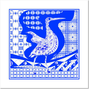 heron bird in talavera marble ecopop art Posters and Art